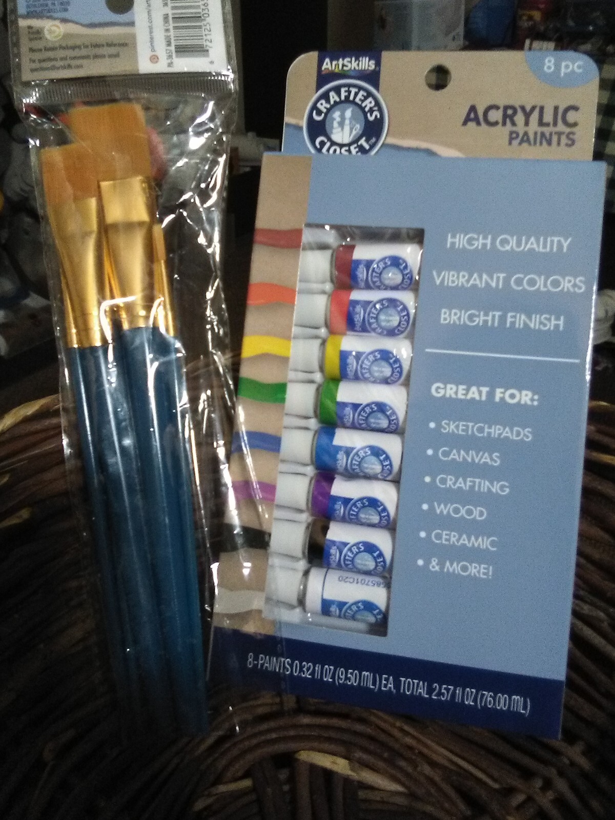 8pc ACRYLIC PAINT Set w/ 6pk of New Brushes! | Nice Gift Idea? | +FREE SHIPPING!