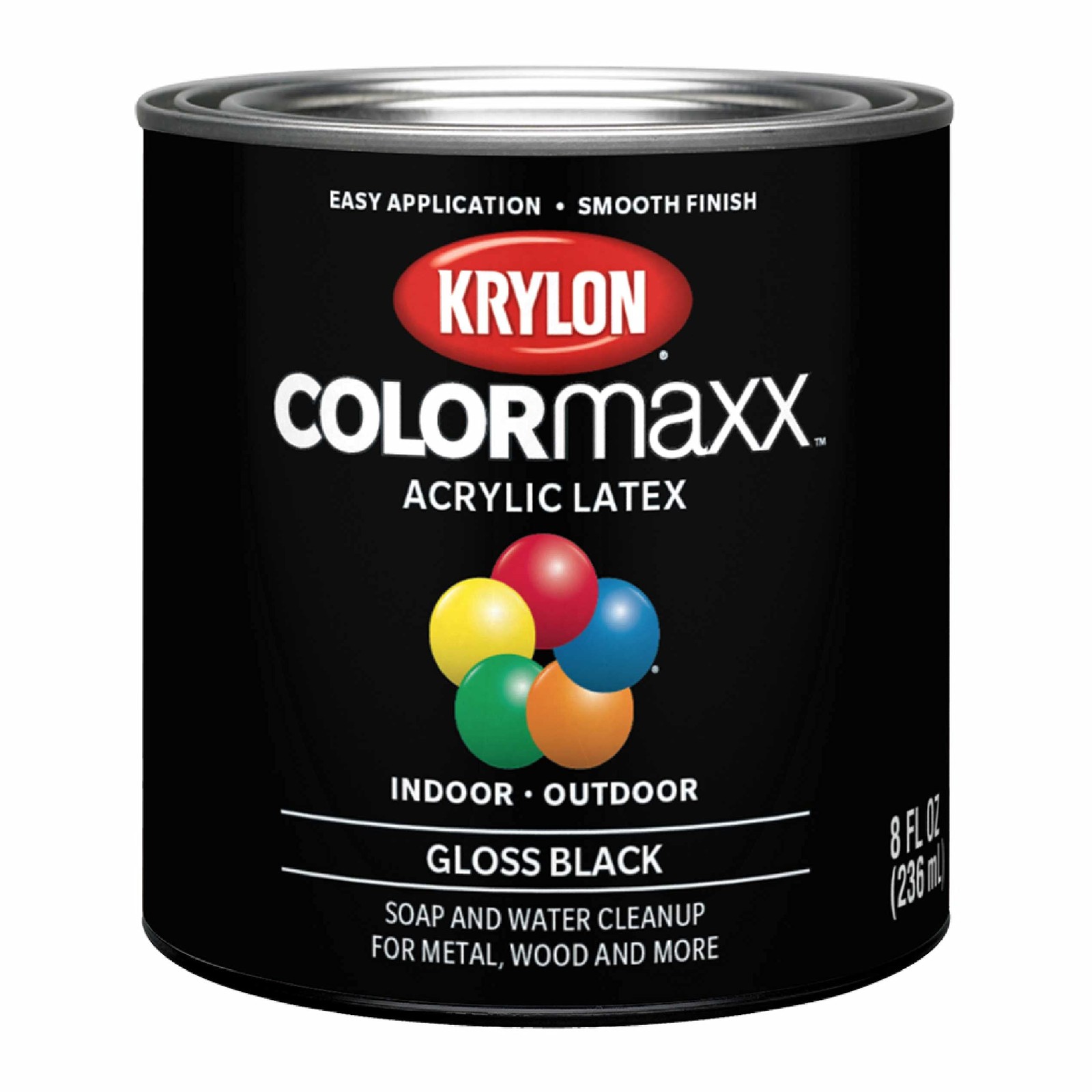 Krylon K05605007 COLORmaxx Acrylic Latex Brush On 8 Fl Oz (Pack of 1), Black