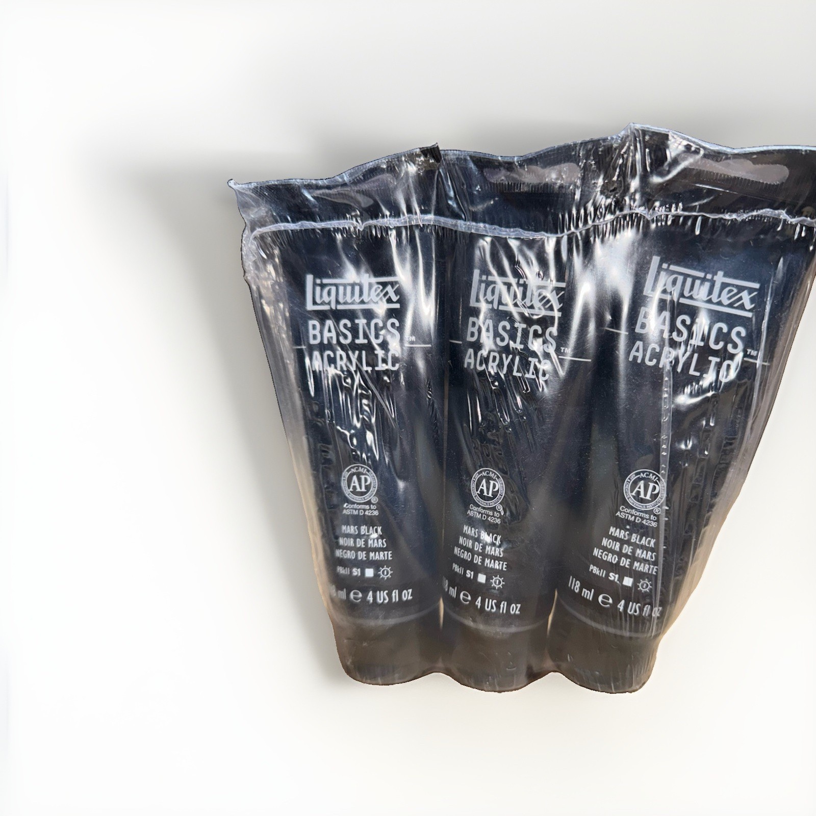 Liquitex BASICS Acrylic Fine Art Paint Tubes Mars Black 4 oz 118 mL 3-Pack
