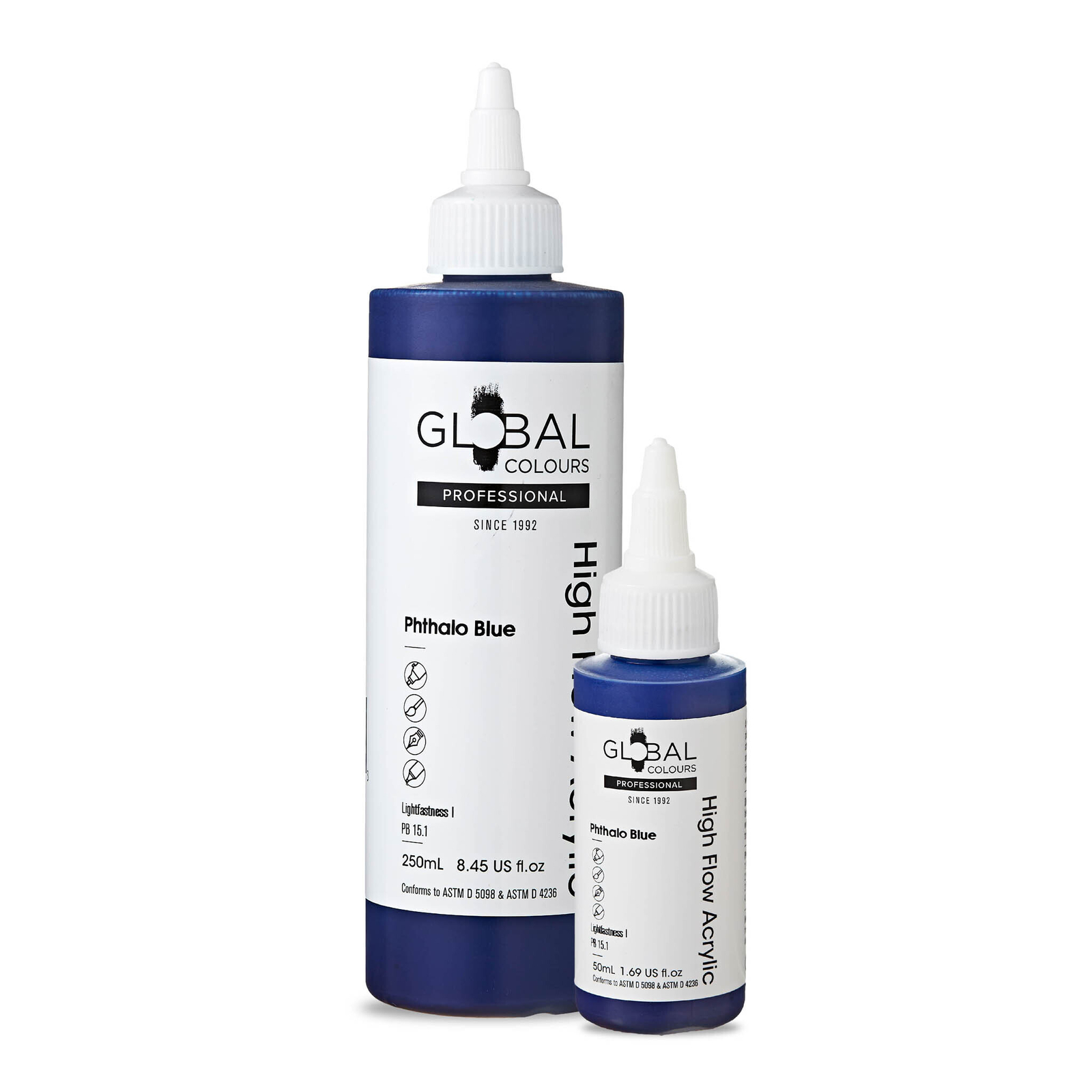 Phthalo Blue – Global Colours High Flow PROFESSIONAL Acrylic Paint 50ml/250ml