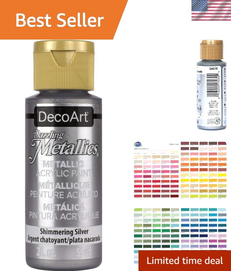 Dazzling Metallics 2oz Shimmering Silver Acrylic Paint – Fade Resistant & Wat…