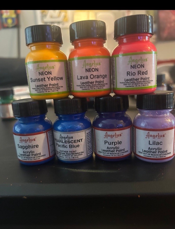 Brand New Lot of 7 Angelus Shoe Paint – 1 oz. 29.5 ML