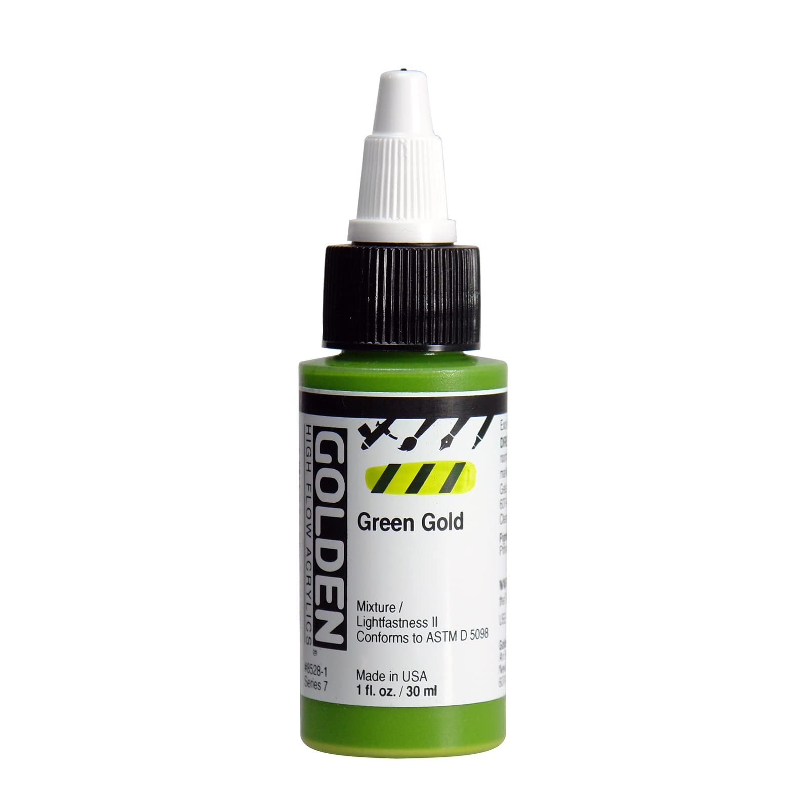 High Flow Acrylic Paint 1 Ounce Green Gold Artist Fluid Craft Painting Ink