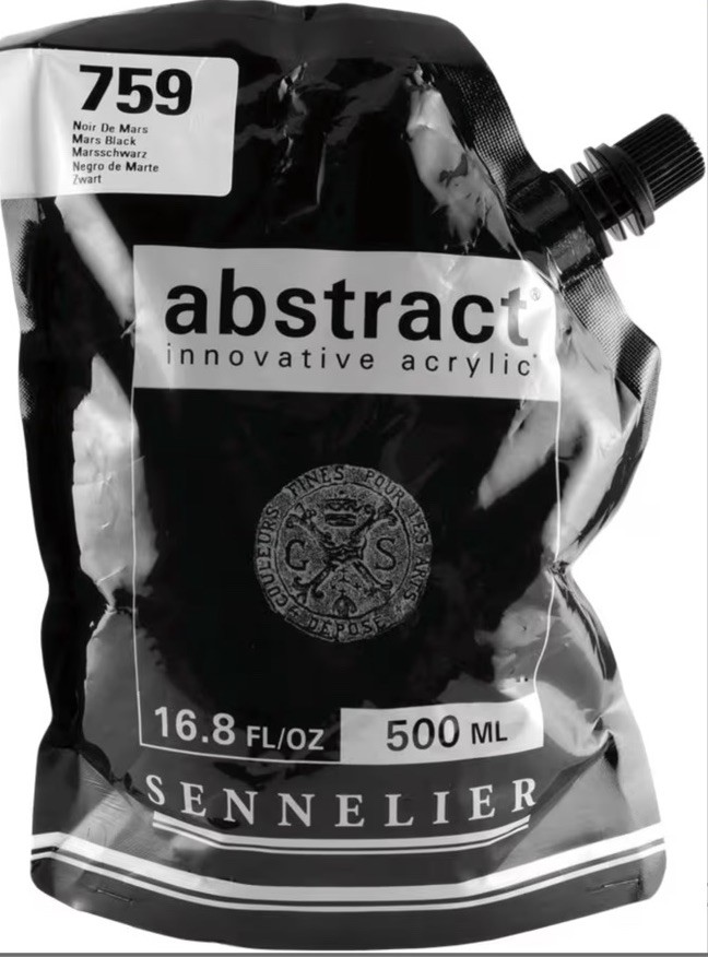 SENNELIER Abstract Innovative Heavy Body Acrylic Paint, 500ml Pouch, Mars Black
