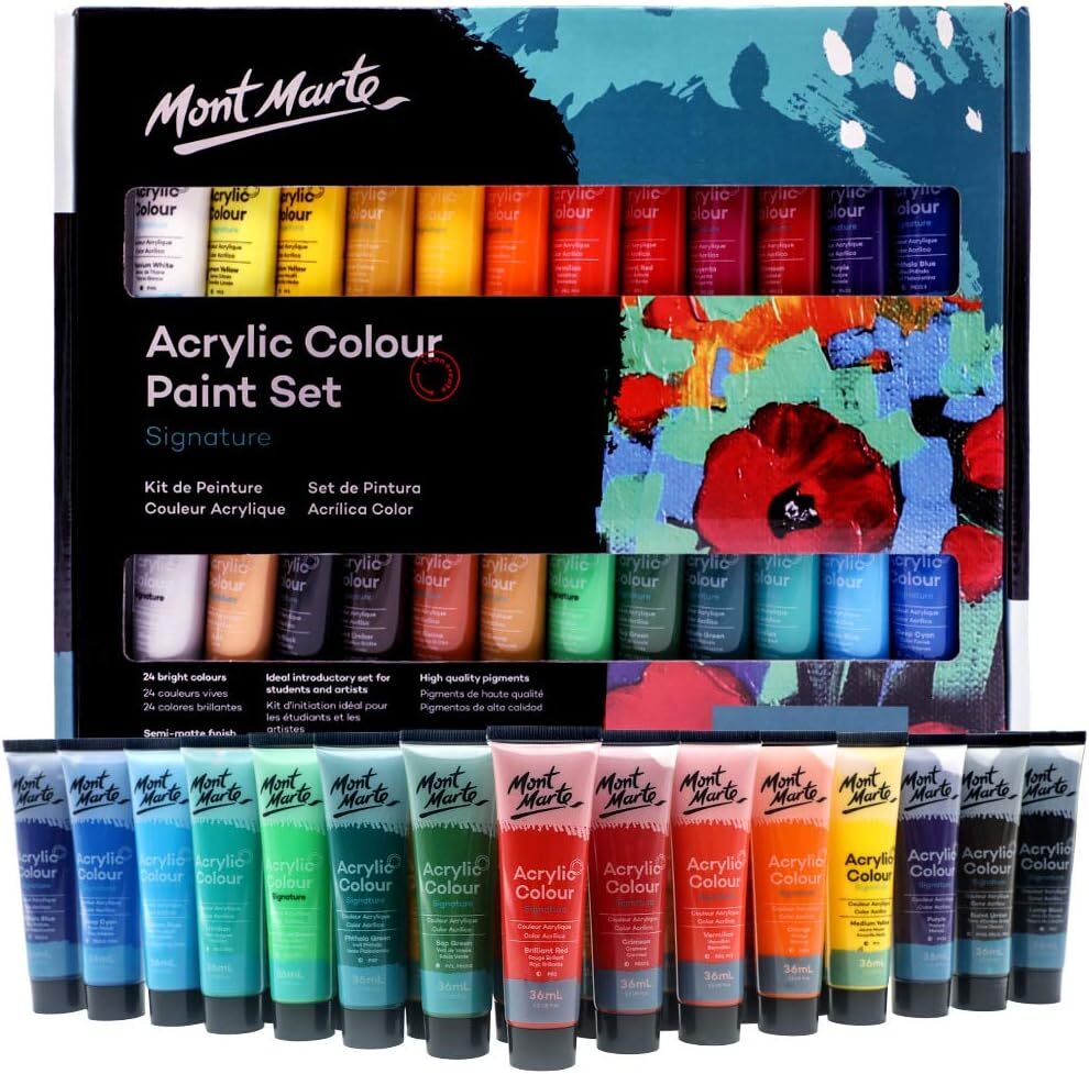 Juego De Pintura Acrilica De 24 Colores, 36 Ml, Perfecto Para Lienzo. Madera…
