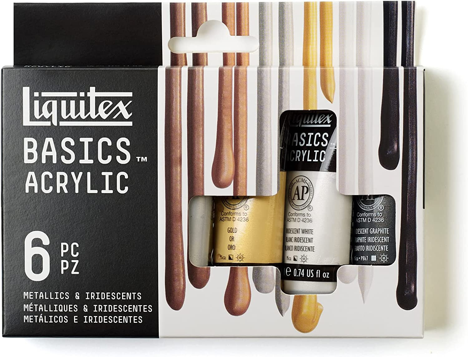 Juego de Pintura Acrilica en Tubo Colores Metalicos e Iridiscentes Calidad Pro