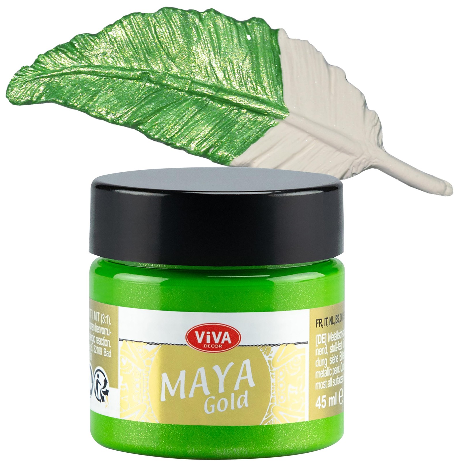 Maya Gold (Apple Green) 1.52 Fl Oz – Shiny metallic acrylic paint for creativ…