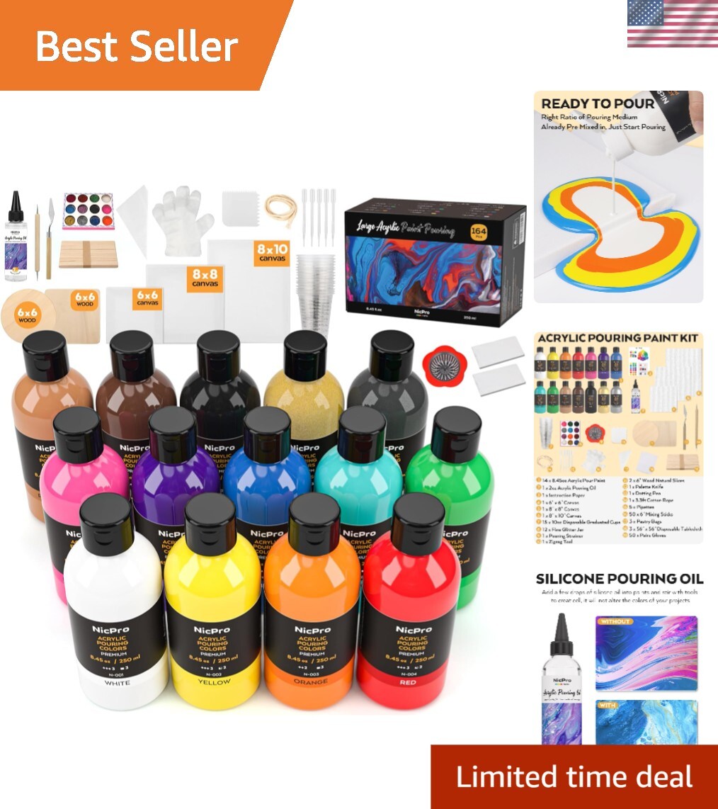 Large Volume Acrylic Pour Paint Set with Tools – Perfect for Art Lovers