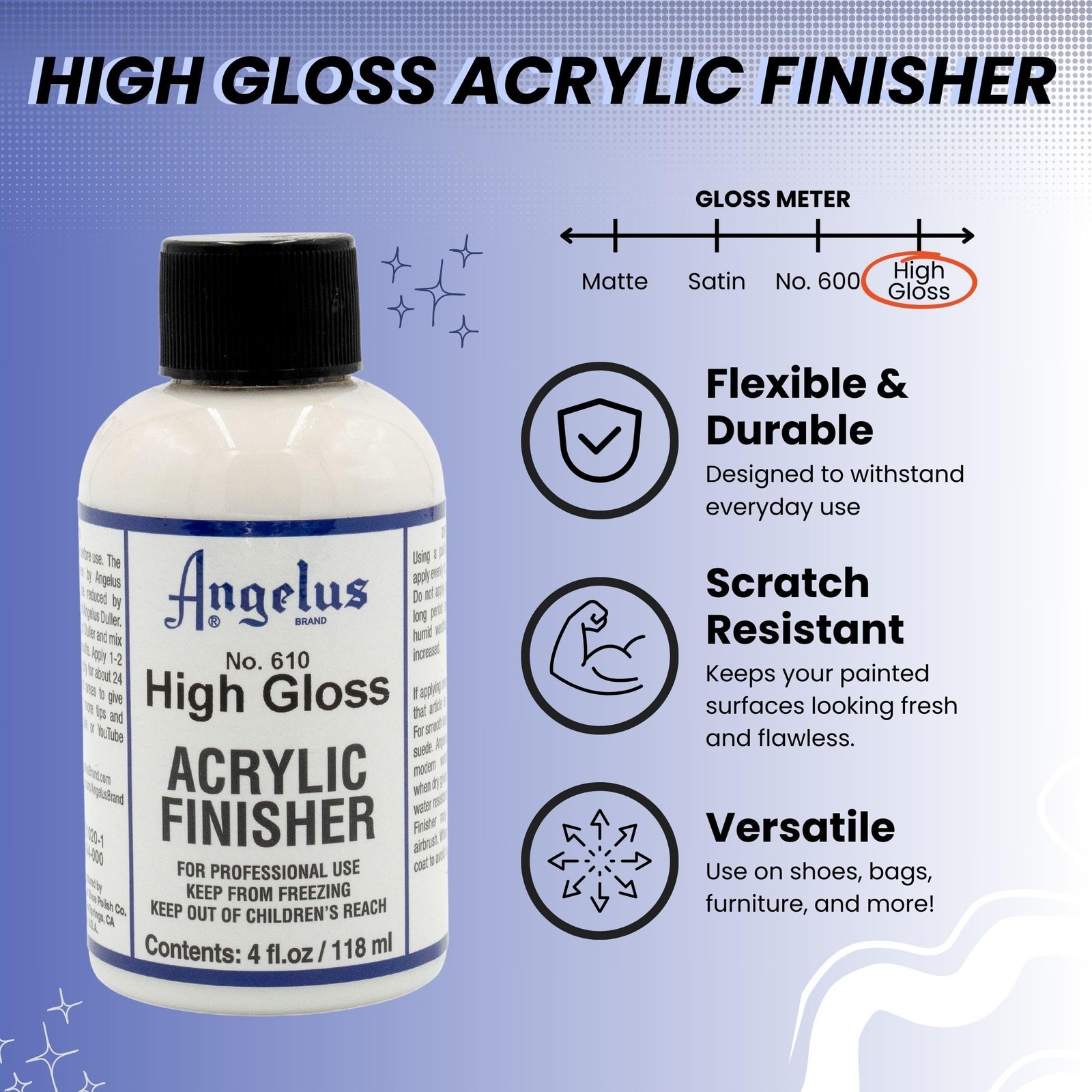 High Gloss Acrylic Leather Finisher “ Flexible Clear Coat For Leather Shoes Bags